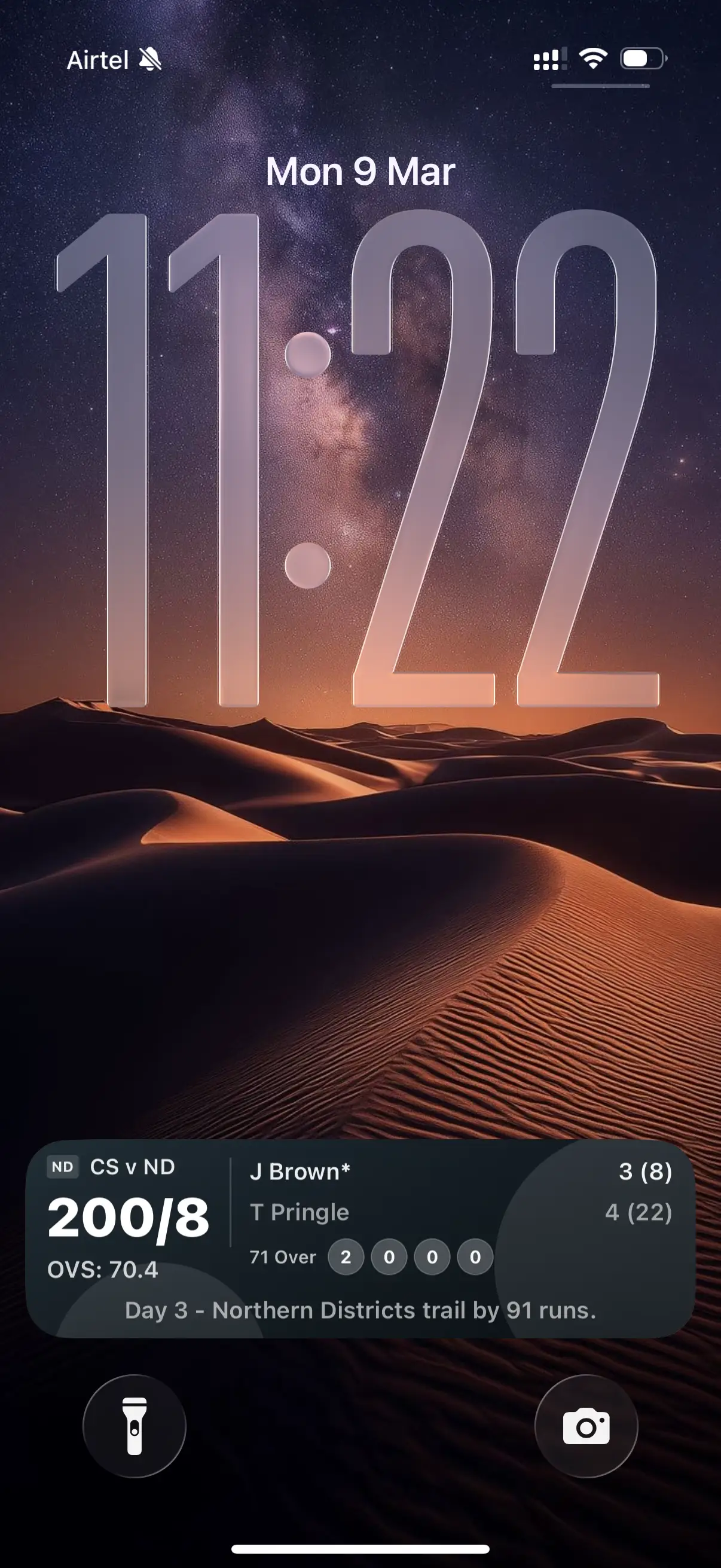 Crivo live score lock screen widget